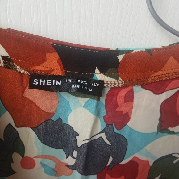 SHEIN Orange Blue V-Neck Sundress Size Large - Picture 2 of 4